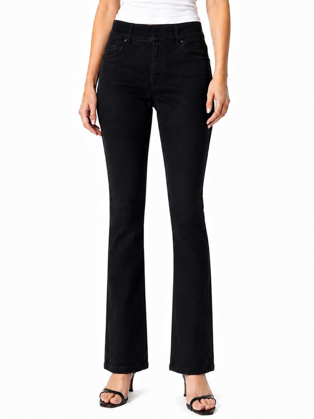 SPANX Black Pull-On Bootcut Jeans Large High Rise